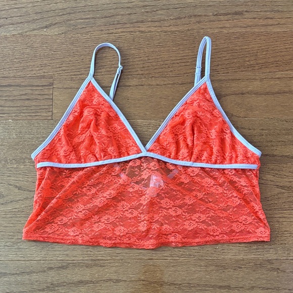 Urban Outfitters Tops - Urban Outfitters Out from Under orange lace mesh cropped cami - XL